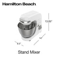 Hamilton Beach 4 Quart Stand Mixer for Kitchen, 7 Speeds, Tilt Head, Dough Hook, Whisk & Flat Beater, White