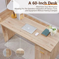 60 Inch Contemporary Executive Desk Wooden Home Office & Fluted Computer Desk