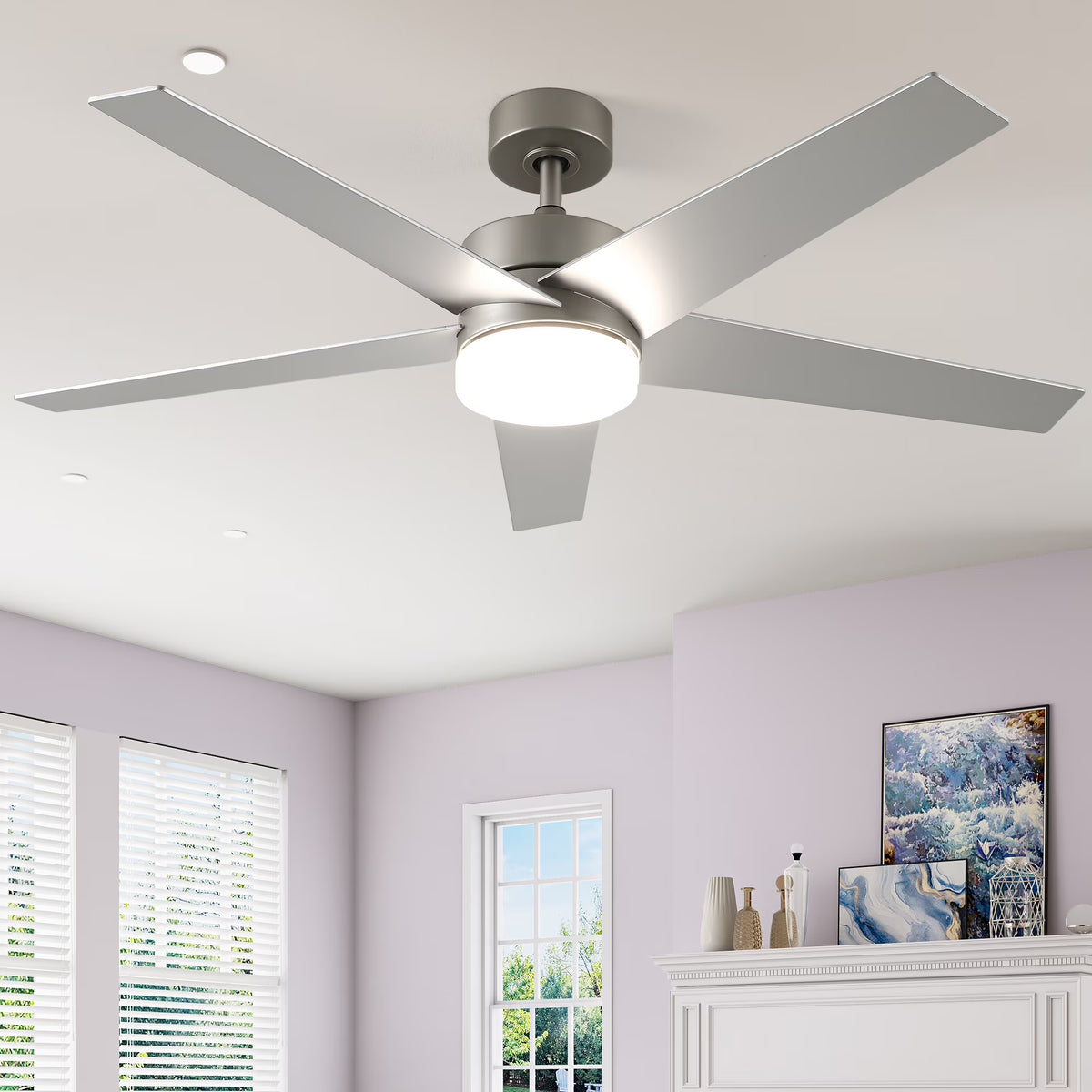 Uforic 52" Modern Ceiling Fan with Lights and Remote Control, 5 Blade Ceiling Fan